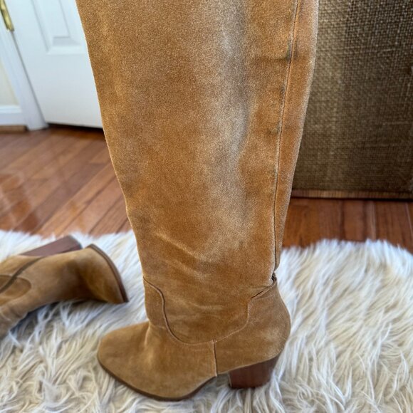 Camel suede block heel western look boot- size 7.5 - Picture 12 of 14